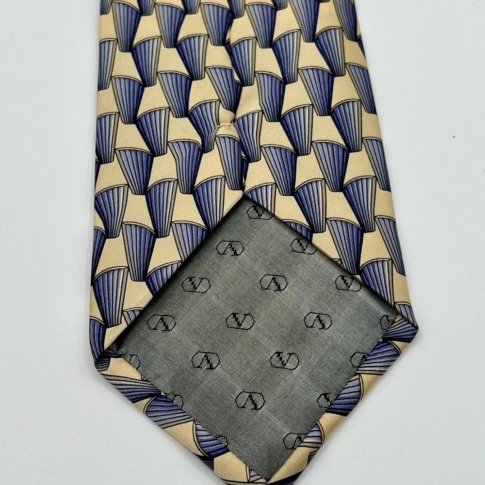 Vintage Geometric Pattern Valentino Silk Tie Made In Italy